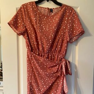 Shein large mauve polka dot wrap dress